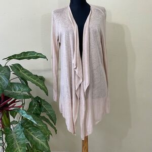 Tahari 100% Linen Cardigan sweater women sz. Small draped  Open Front